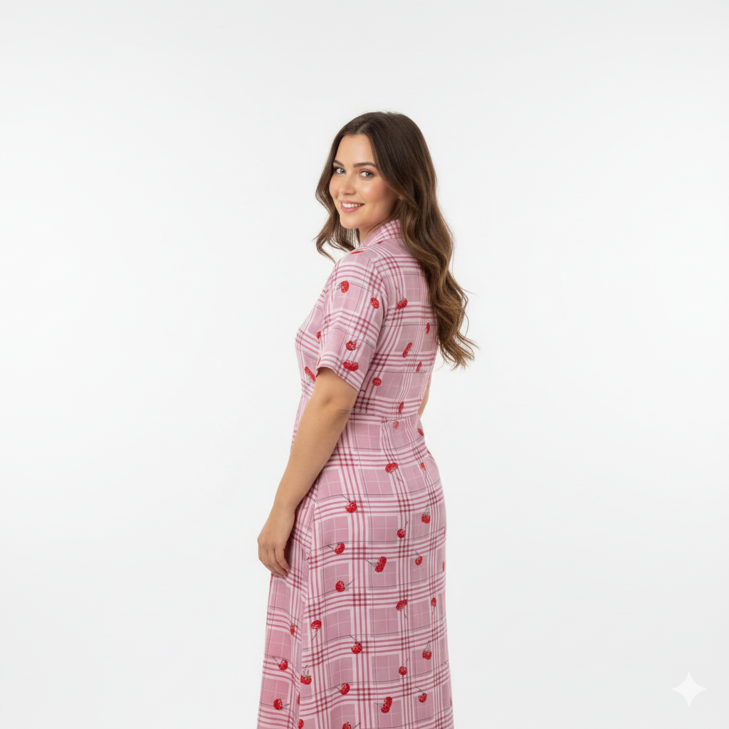 Blush Bloom checkered Maxi dress