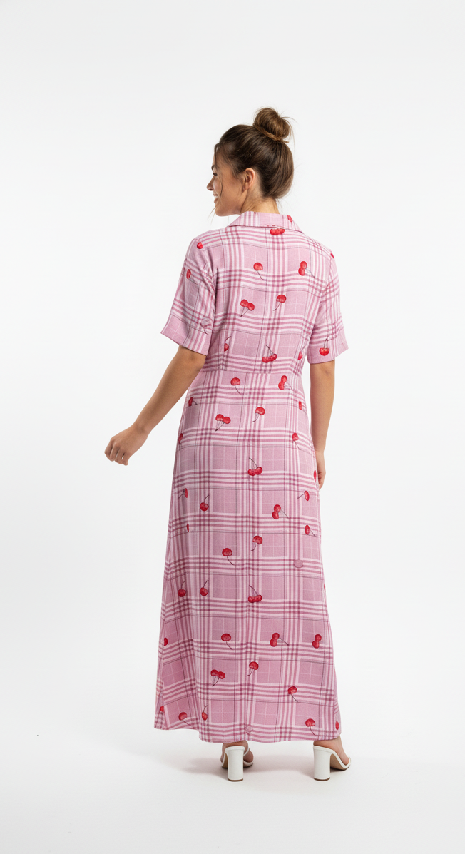 Blush Bloom checkered Maxi dress