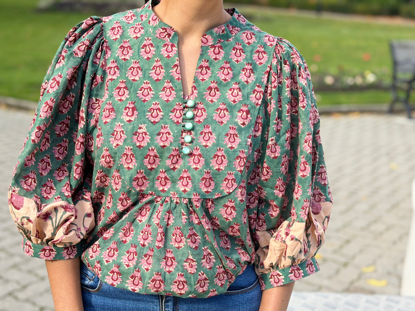 Meera Bloom Top In Rich Teal Green