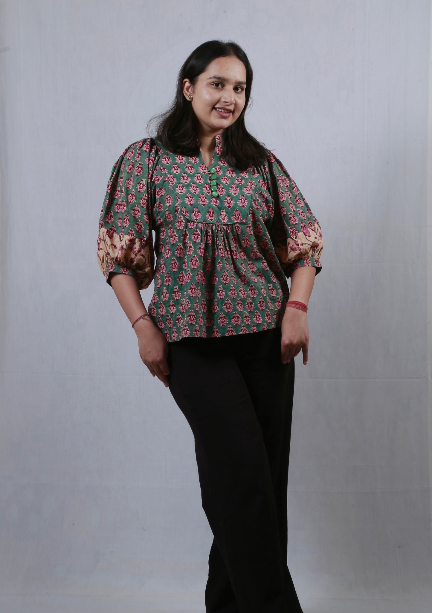 Meera Bloom Top In Rich Teal Green