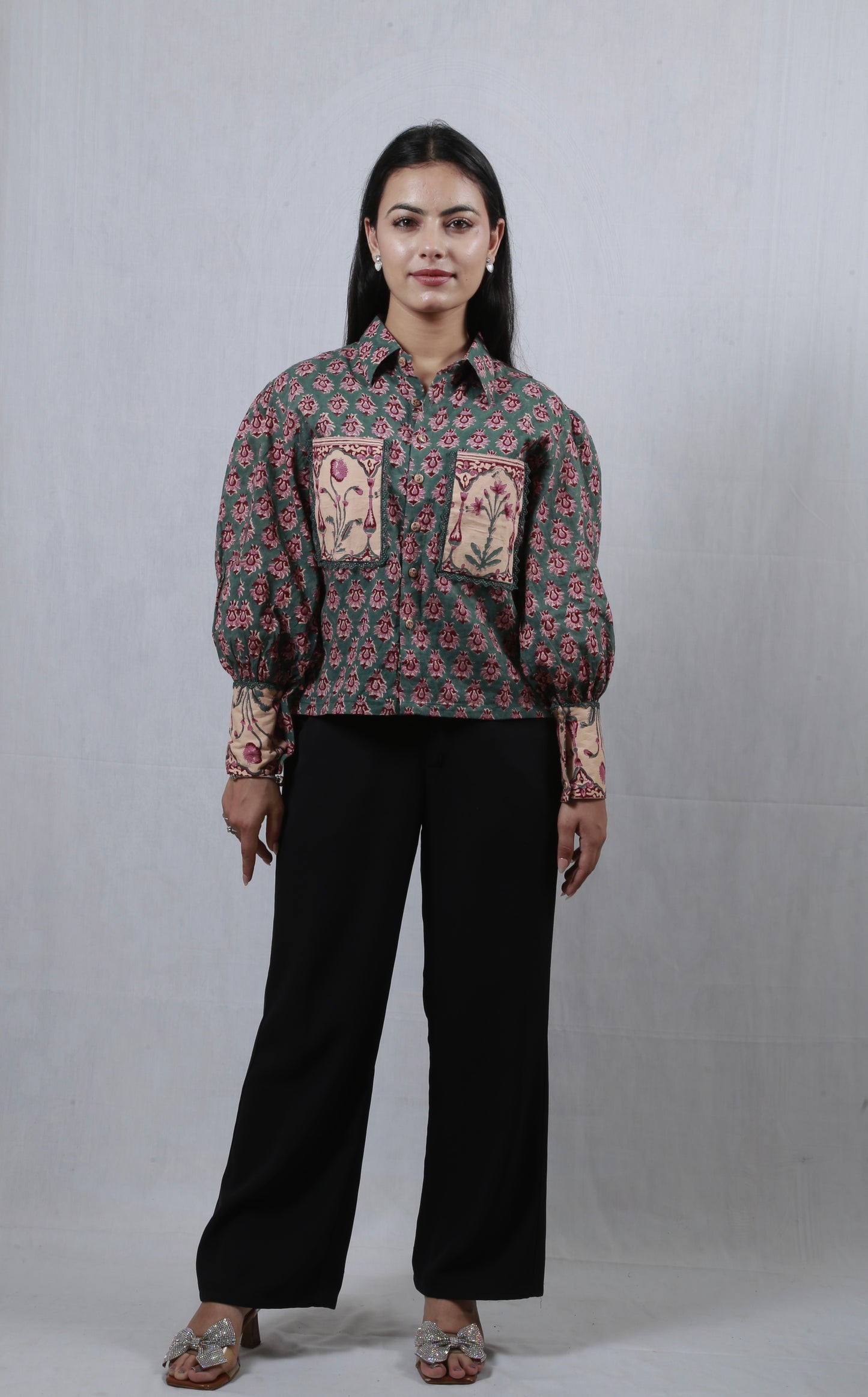 Meera Bloom Shirt In Rich Teal Green