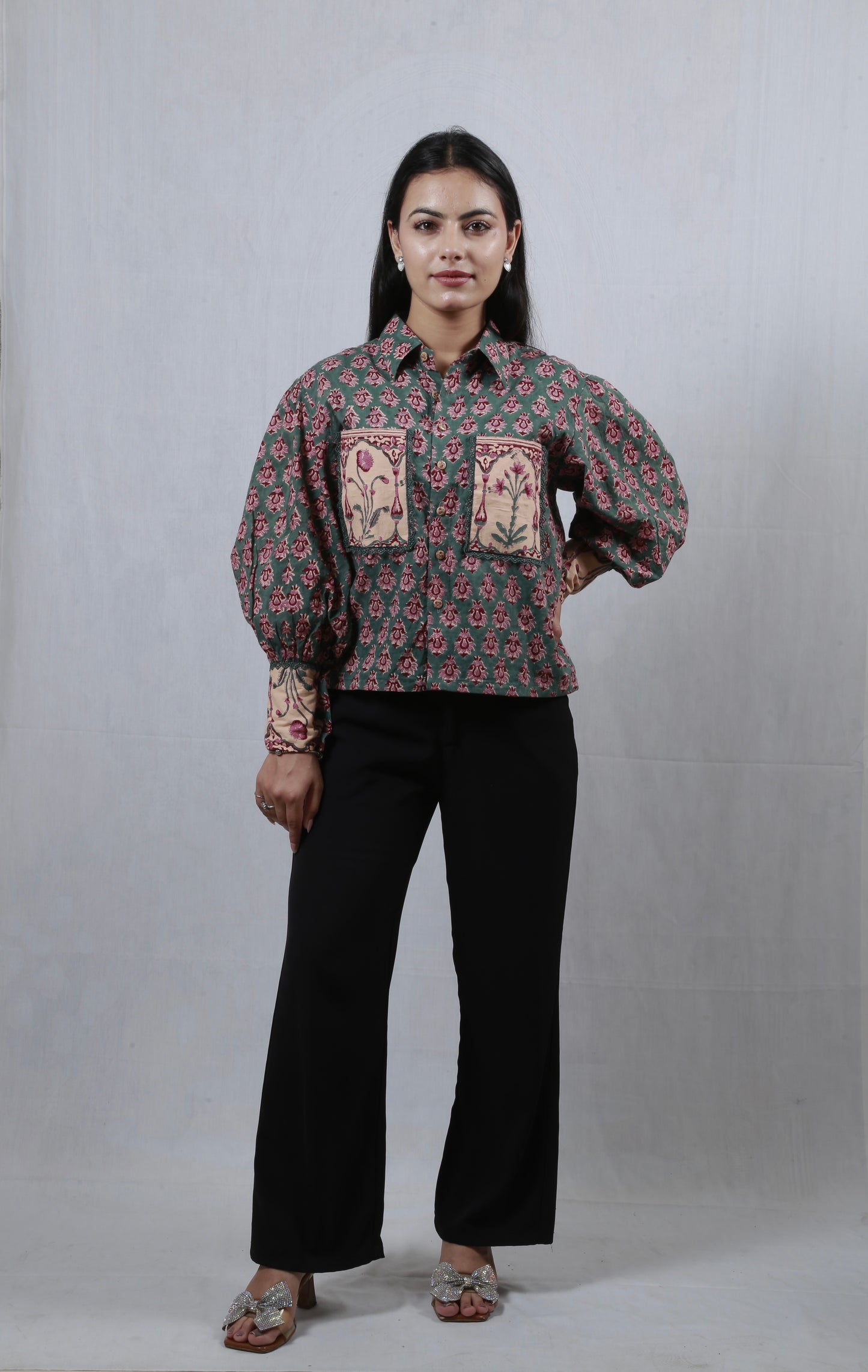 Meera Bloom Shirt In Rich Teal Green