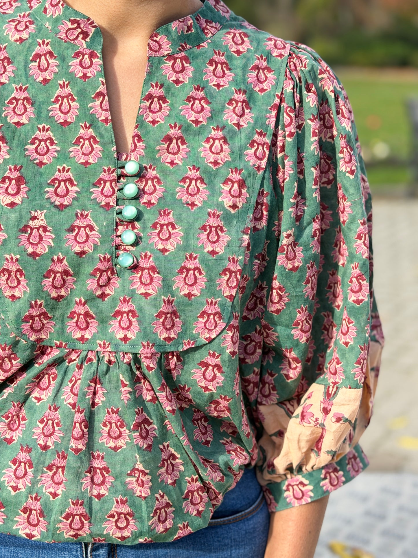 Meera Bloom Top In Rich Teal Green