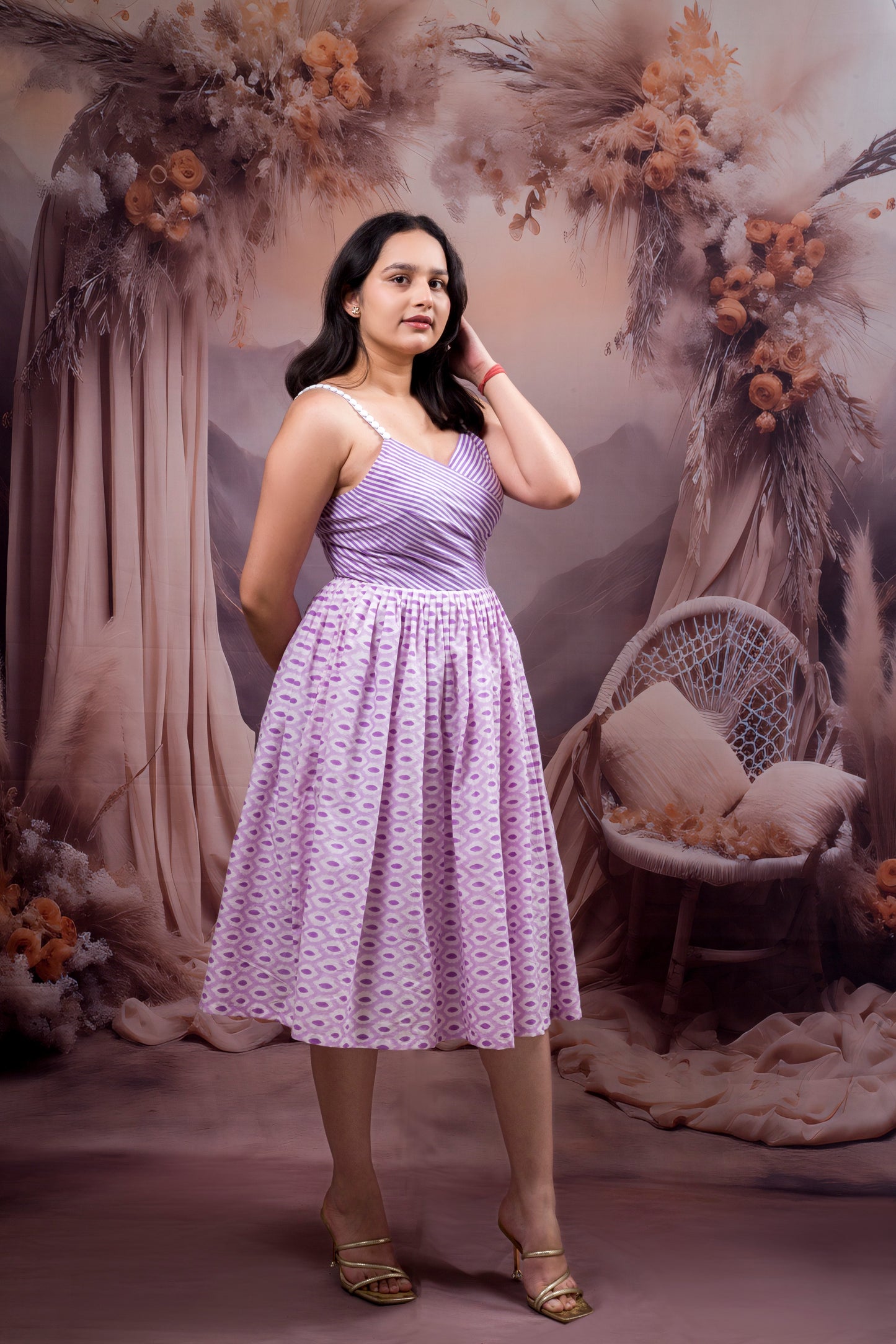 Violet Daydream Midi Dress in Lavender