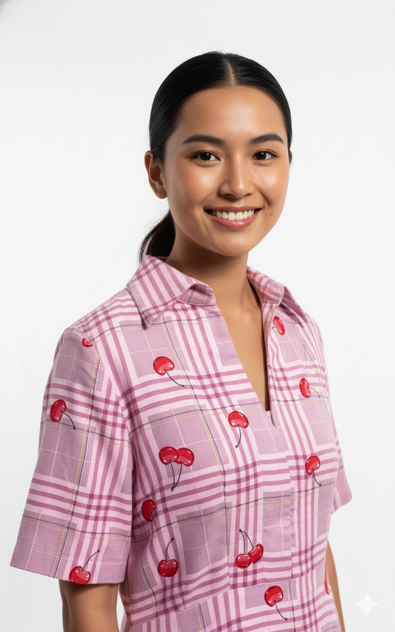 Blush Bloom checkered Maxi dress