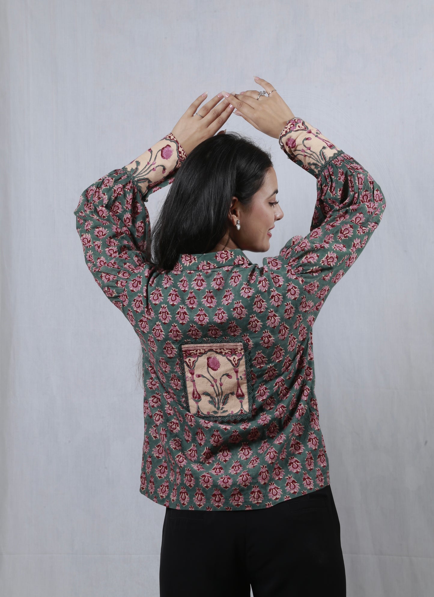 Meera Bloom Shirt In Rich Teal Green